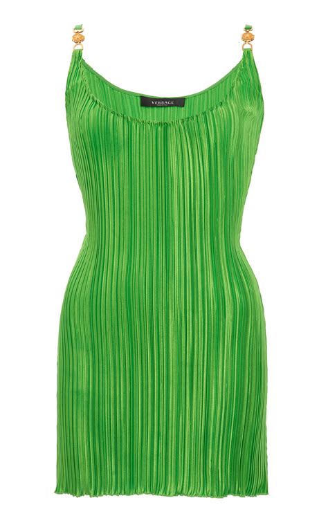 versace plisse mini dress green|Plisse Mini Dress By Versace .